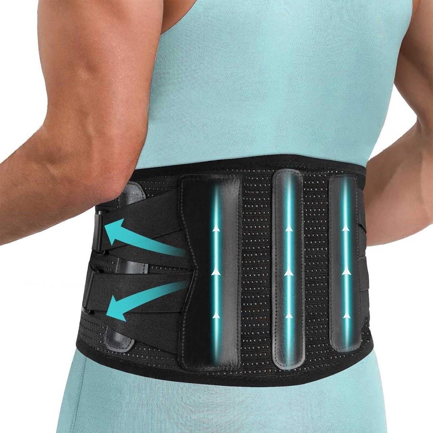 Back Brace For Lower Back Pain Relief, Lumbar Support Belt For Men And Women With 5 Lumbar Pads L - CalmViva