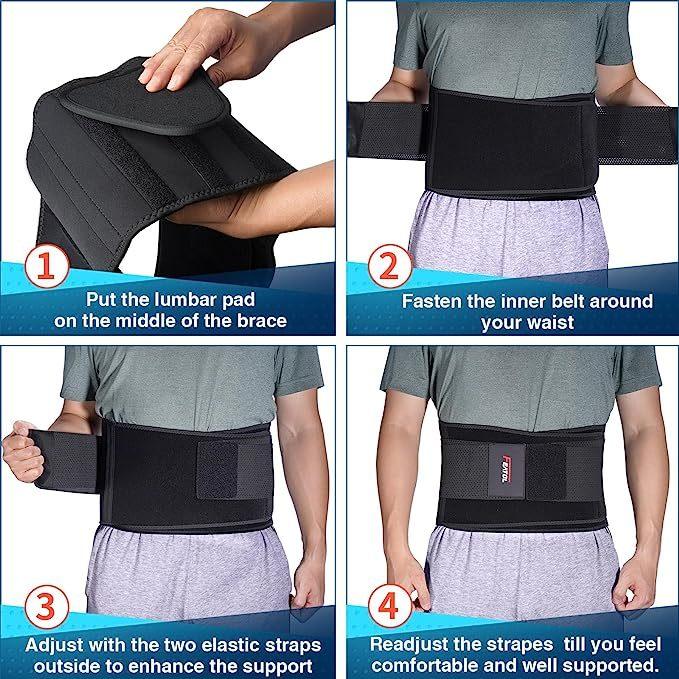 Back Brace For Lower Back Pain Relief, Lumbar Support Belt For Men And Women With 5 Lumbar Pads L - CalmViva